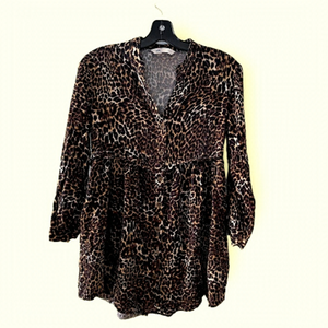 ZARA Animal Print Buttoned Top Size XS